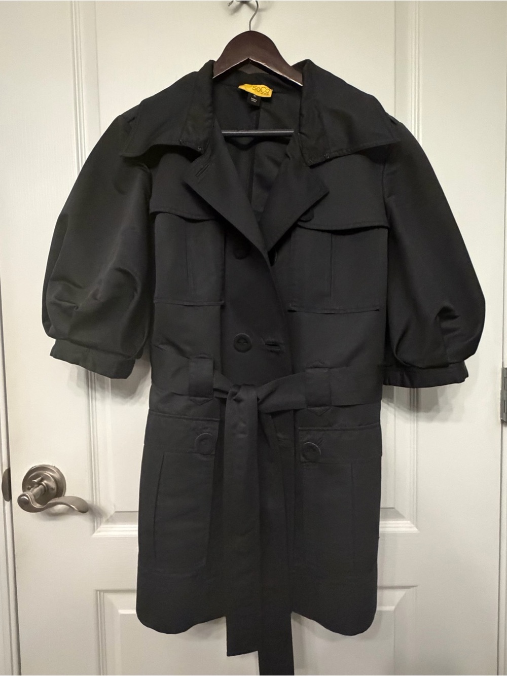 Lovely SOCA by St. John Black Belted Trench Coat. Women’s XL